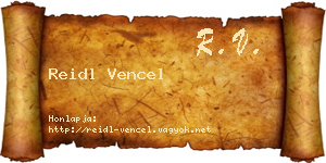 Reidl Vencel névjegykártya